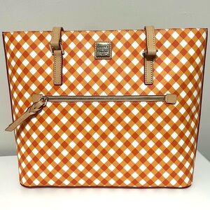 Dooney & Bourke Orange and White Gingham Shopper Tote